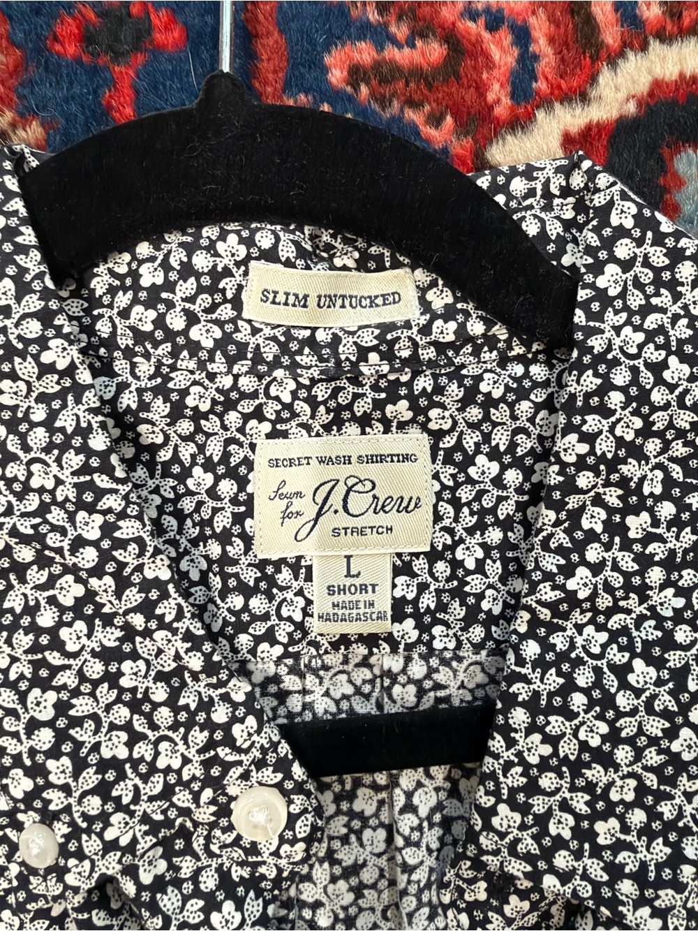 J. Crew Black and White Floral Slim Button-Down Shirt